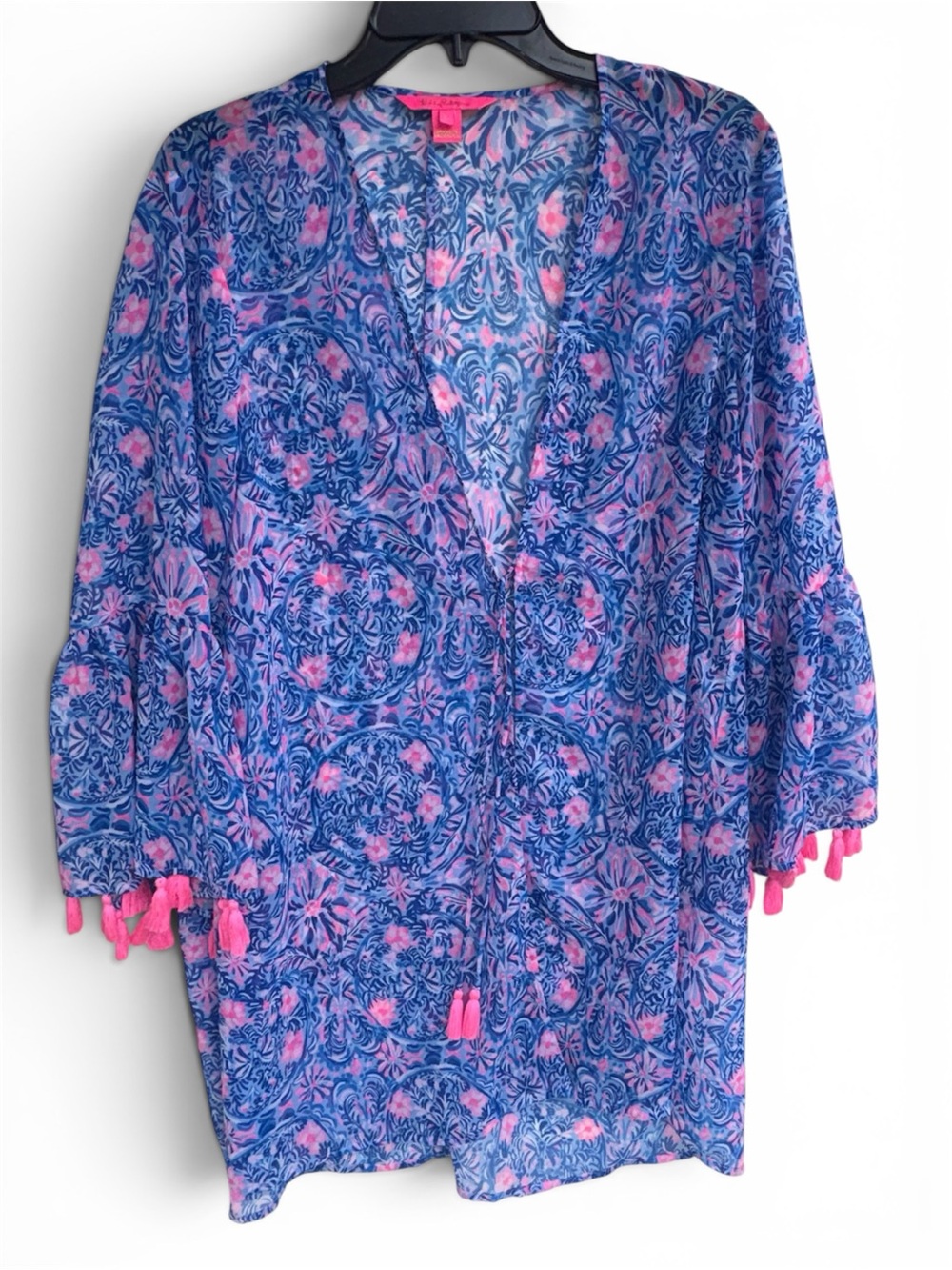 Lilly Pulitzer Blue and Pink Floral Printed Kimono